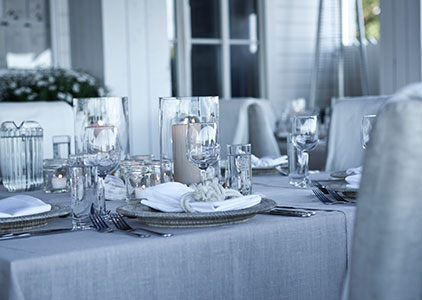 grey themed fine dining table setting